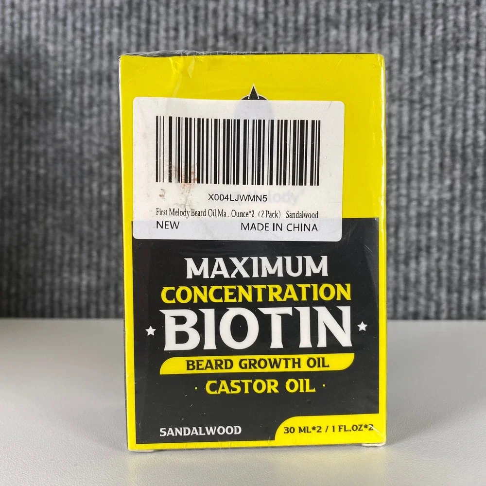 First Melody Biotin Beard Growth Oil 2 Pack Sandalwood Castor Oil